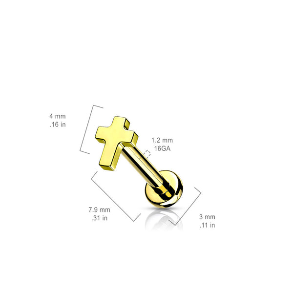 Titanium Cross Labret Stud - Various Sizes & Colors