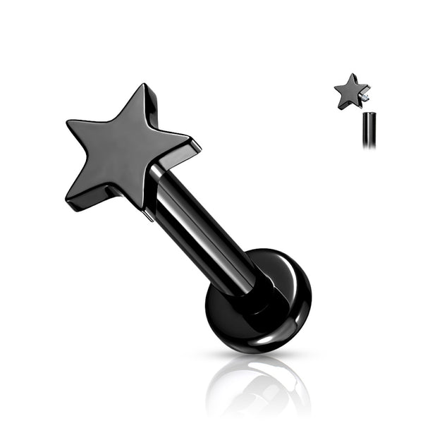 Titanium Star Labret Stud - Various Sizes & Colors