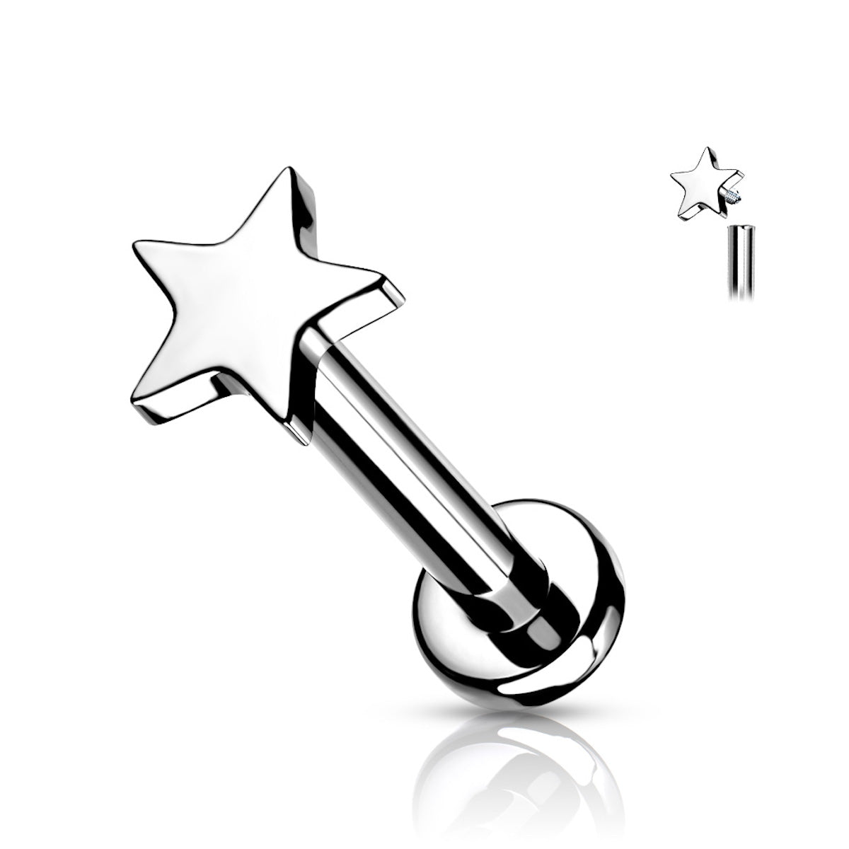 Titanium Star Labret Stud - Various Sizes & Colors