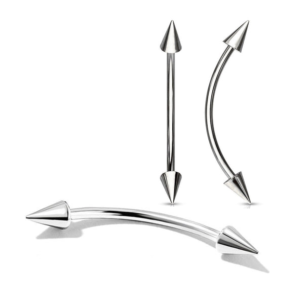 Curved Barbell Piercing - Cone Ends, 16Ga/14Ga