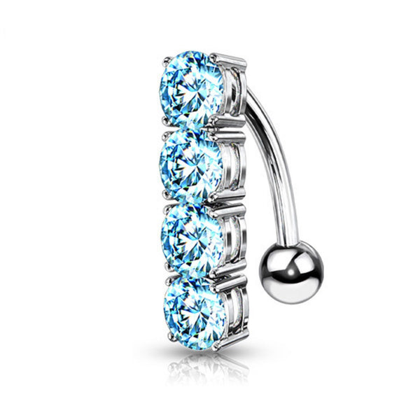 Elegant 14G Reverse Naval Ring with CZ Gems