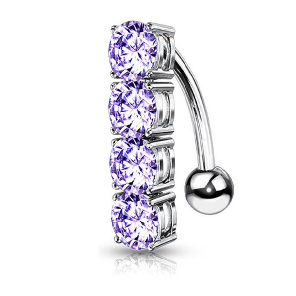 Elegant 14G Reverse Naval Ring with CZ Gems