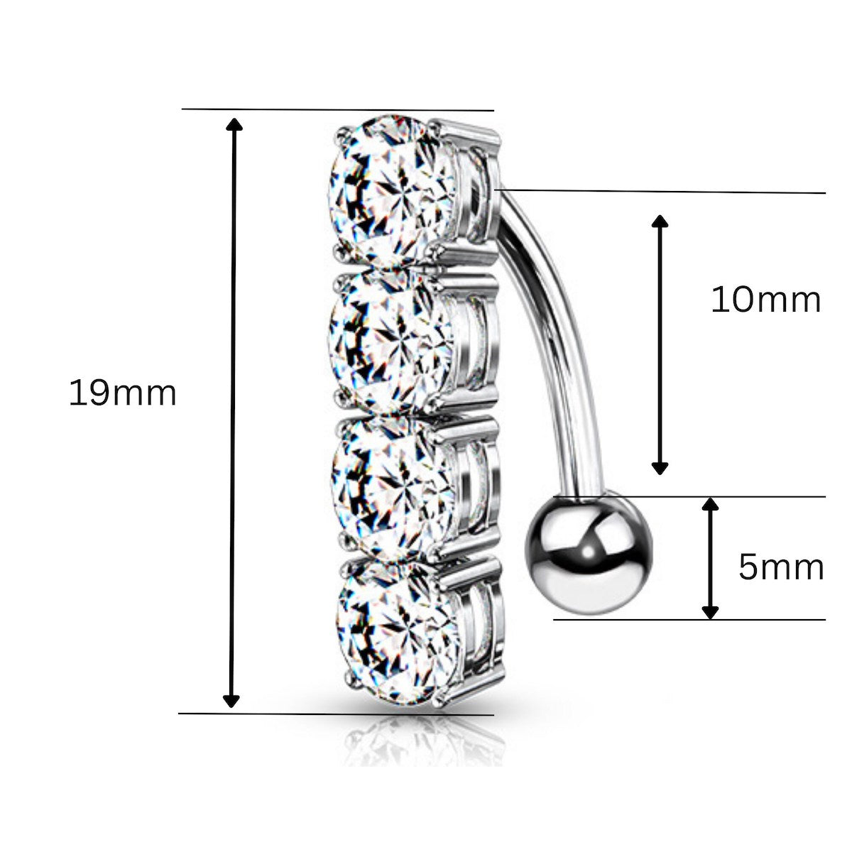 Elegant 14G Reverse Naval Ring with CZ Gems