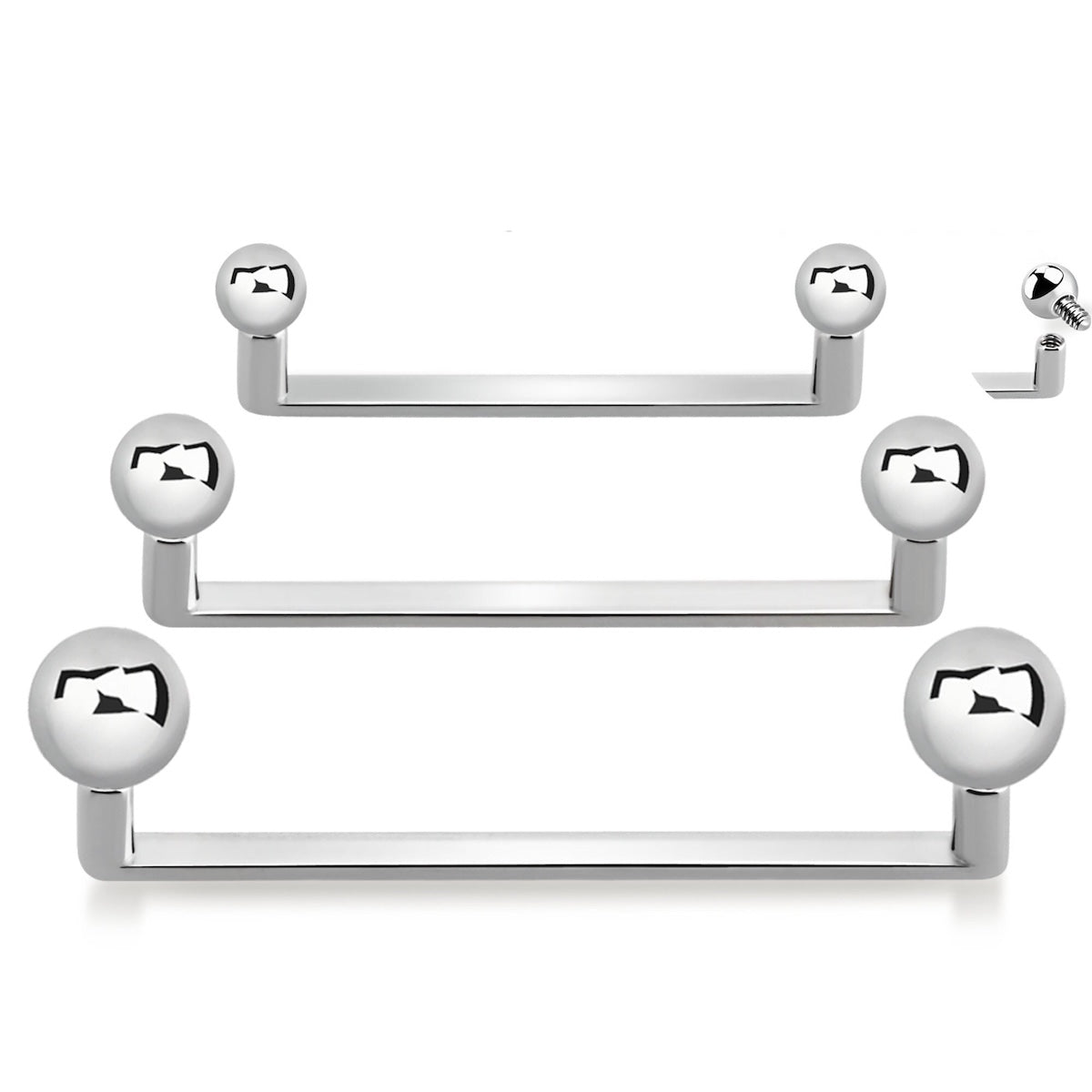 90¡ Industrial Surface Barbell 14ga with Ball Ends