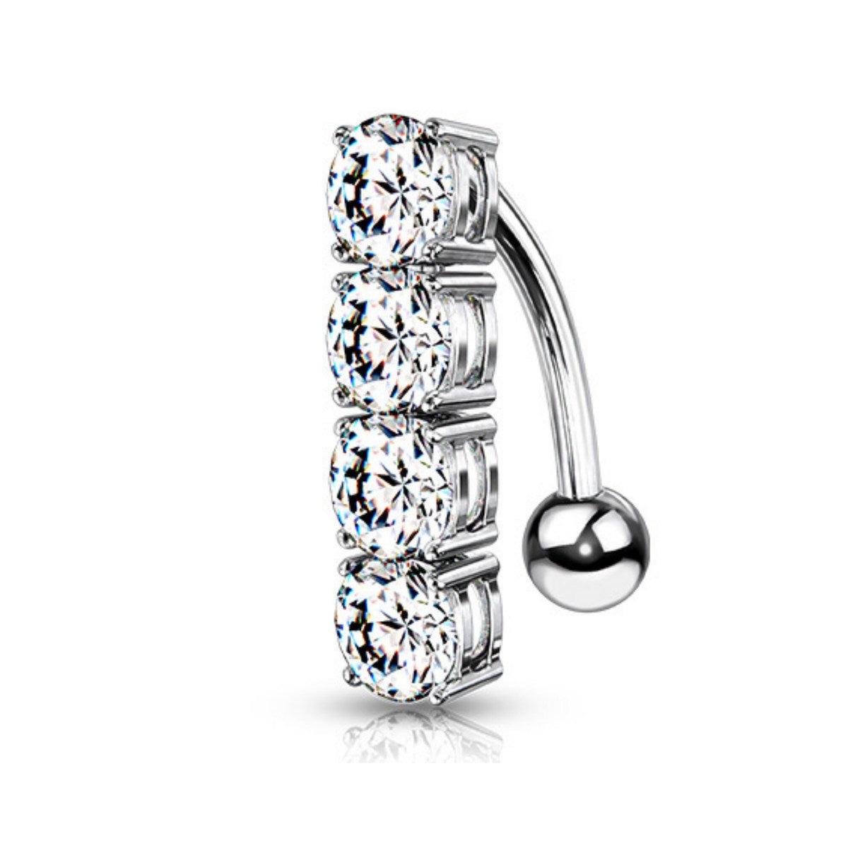 Elegant 14G Reverse Naval Ring with CZ Gems