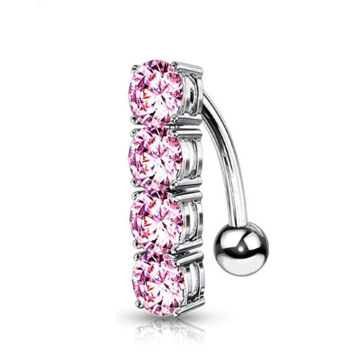 Elegant 14G Reverse Naval Ring with CZ Gems