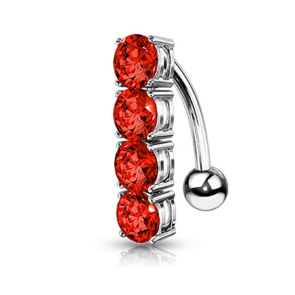 Elegant 14G Reverse Naval Ring with CZ Gems