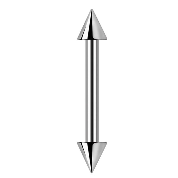16G Surgical Steel Straight Barbell, Spike Ends