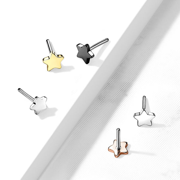 Titanium Star Labret Studs - 16GA, 6/8mm, Assorted Colors