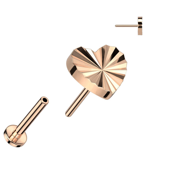 Titanium Heart Labret Stud - 16GA, 6/8mm, Assorted Colors