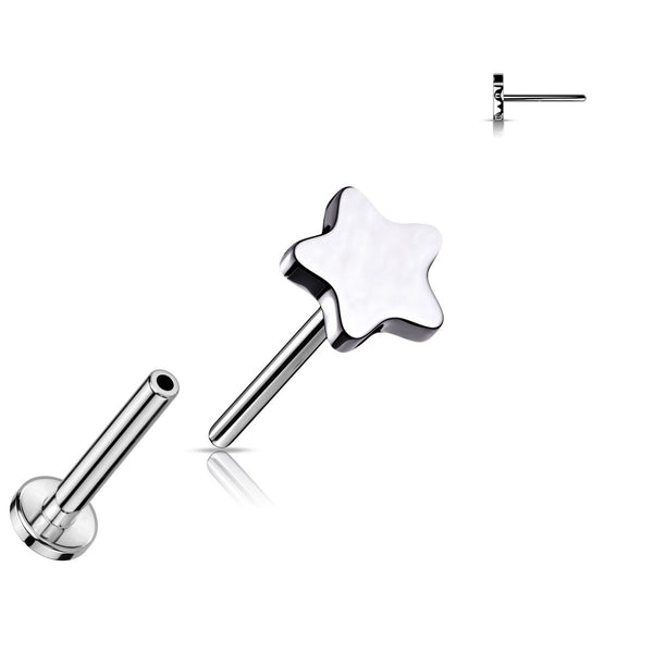 Titanium Star Labret Studs - 16GA, 6/8mm, Assorted Colors