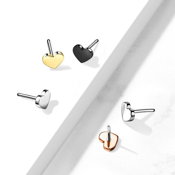Titanium Heart Labret Studs - 16GA, 6/8mm, Assorted Colors