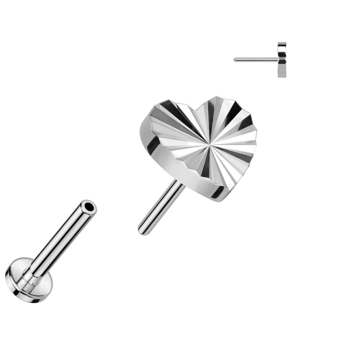 Titanium Heart Labret Stud - 16GA, 6/8mm, Assorted Colors