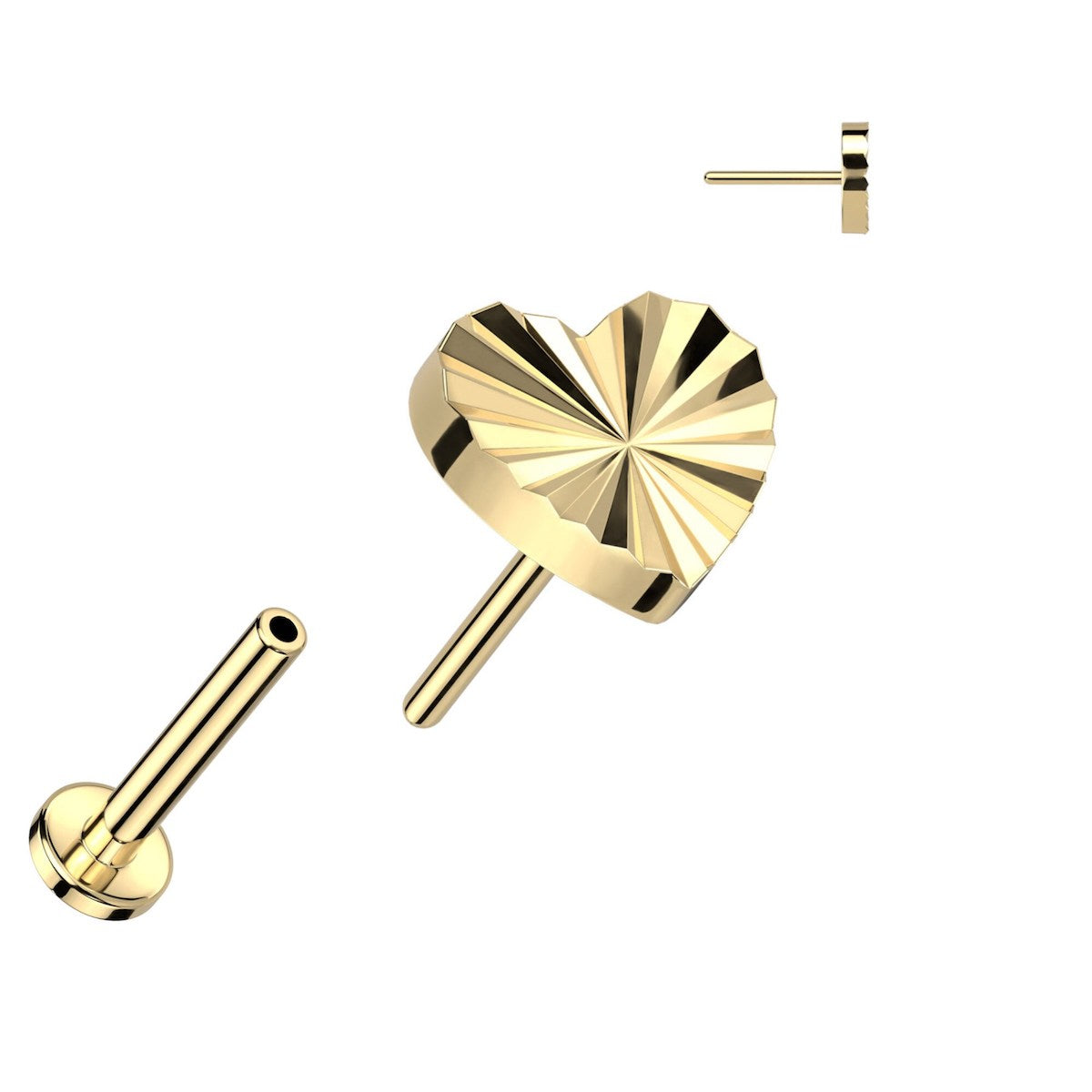 Titanium Heart Labret Stud - 16GA, 6/8mm, Assorted Colors