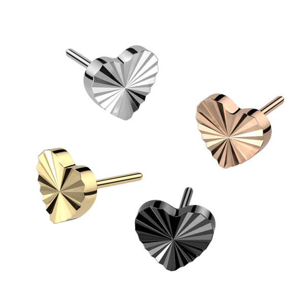 Titanium Heart Labret Stud - 16GA, 6/8mm, Assorted Colors