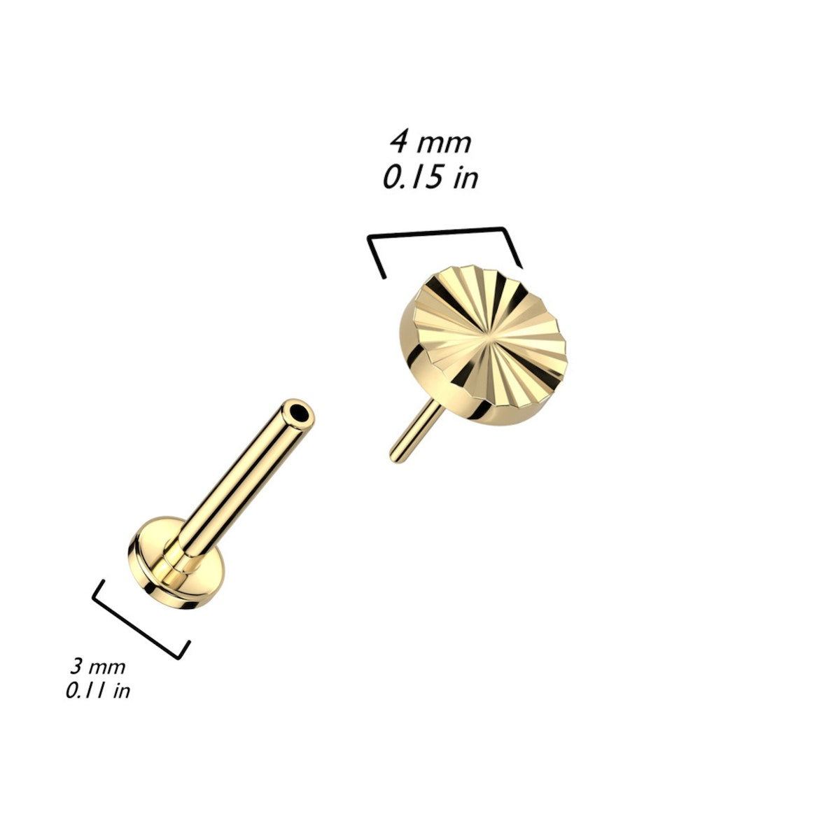 Titanium Diamond Cut Labret - Multiple Sizes & Colors