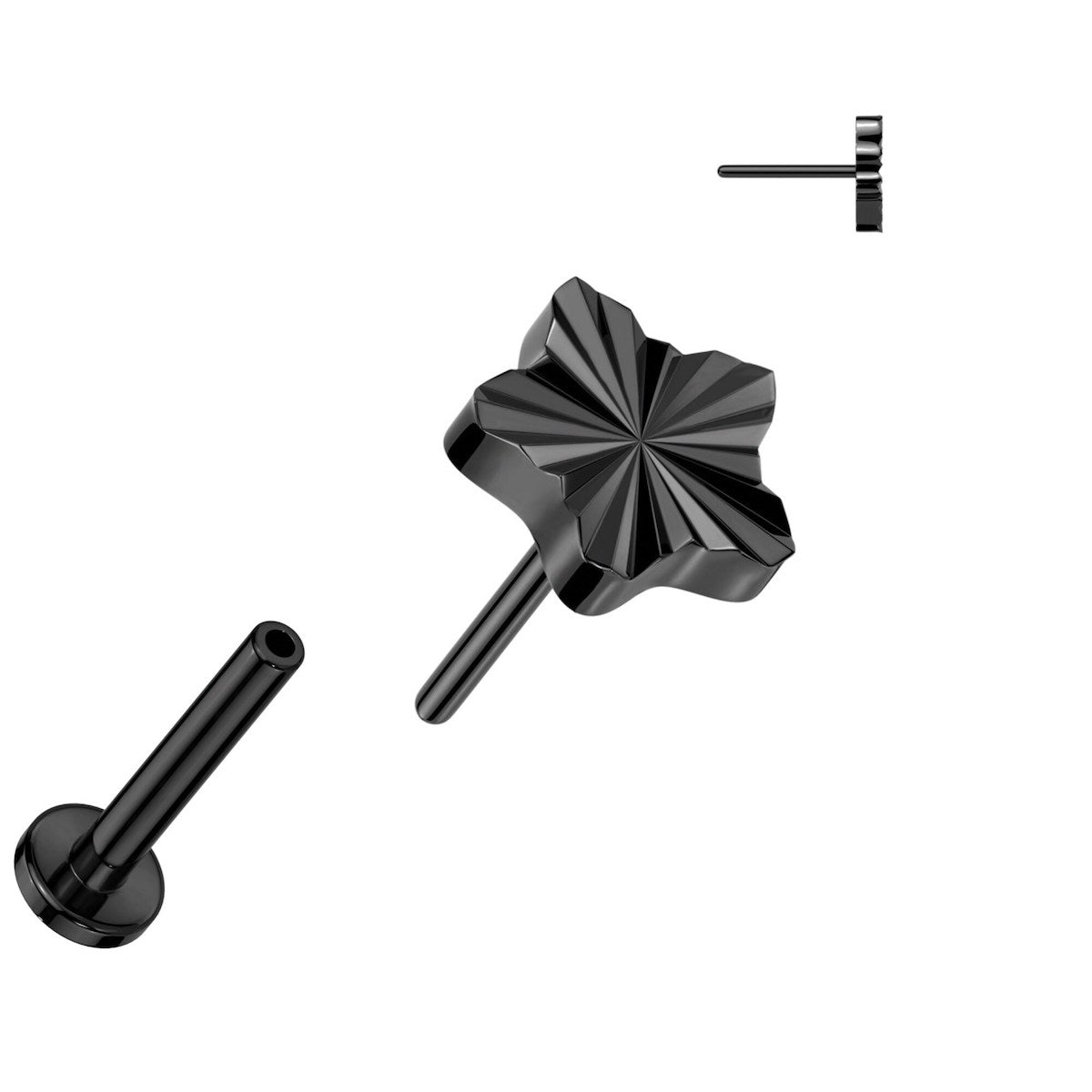 Titanium Star Labret - Threadless, 16GA, 6-8mm, Assorted Colors