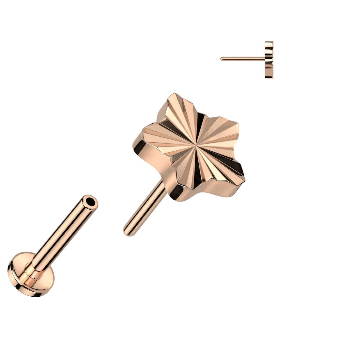 Titanium Star Labret - Threadless, 16GA, 6-8mm, Assorted Colors