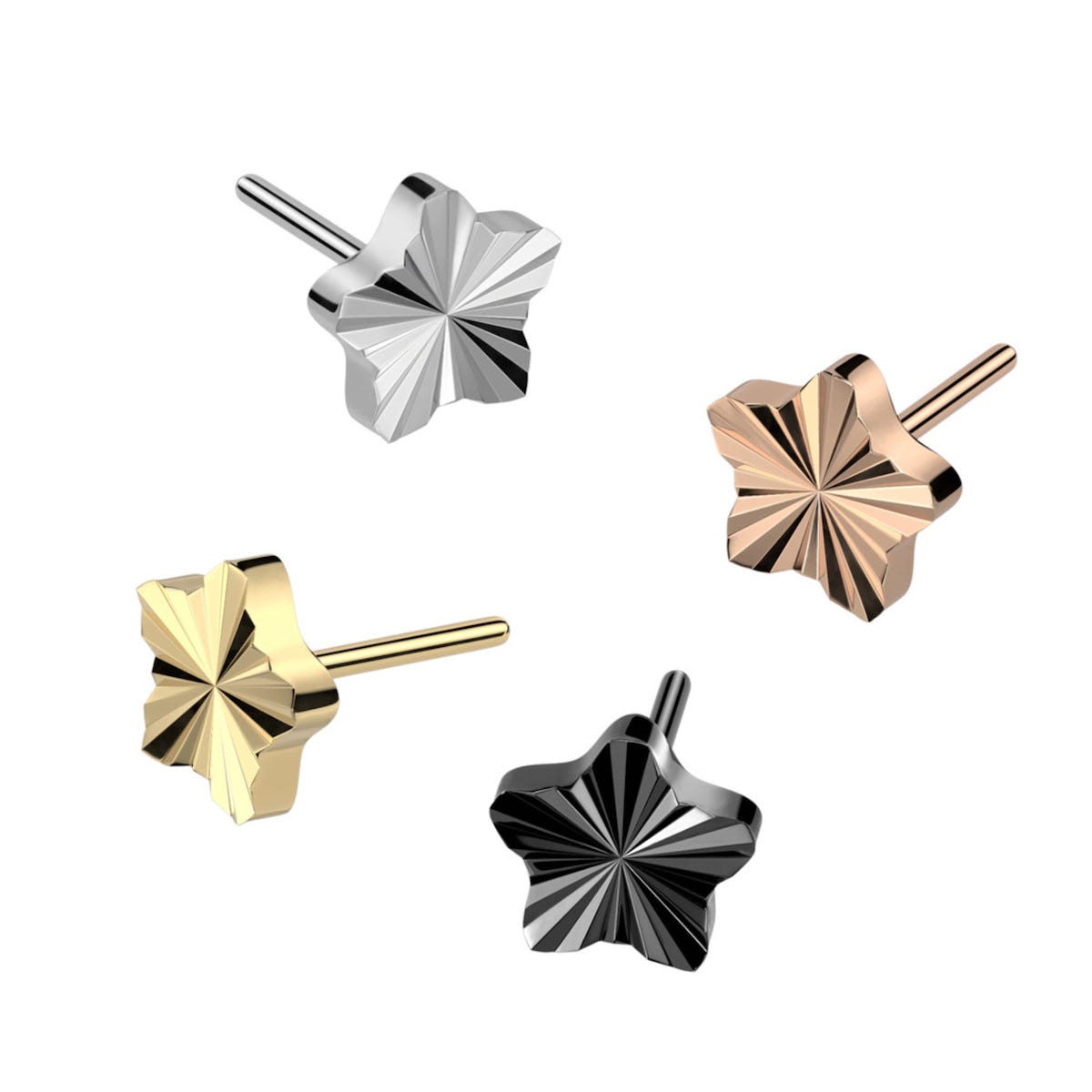 Titanium Star Labret - Threadless, 16GA, 6-8mm, Assorted Colors