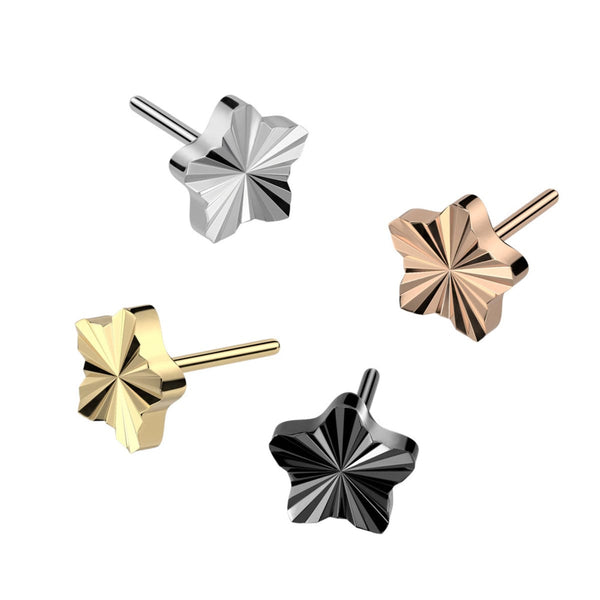Titanium Star Labret - Threadless, 16GA, 6-8mm, Assorted Colors