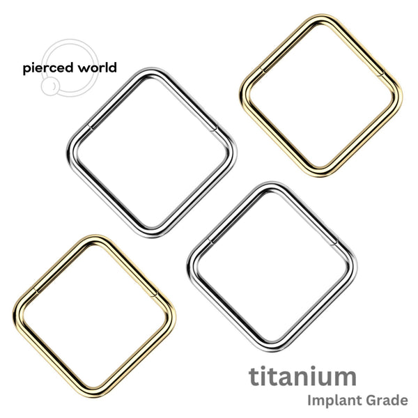 Titanium Hinged Segment Ring 16GA/18GA - Square Design