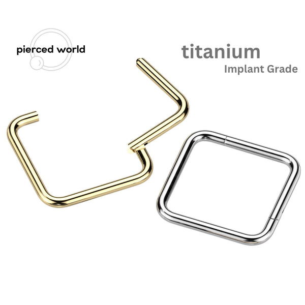 Titanium Hinged Segment Ring 16GA/18GA - Square Design